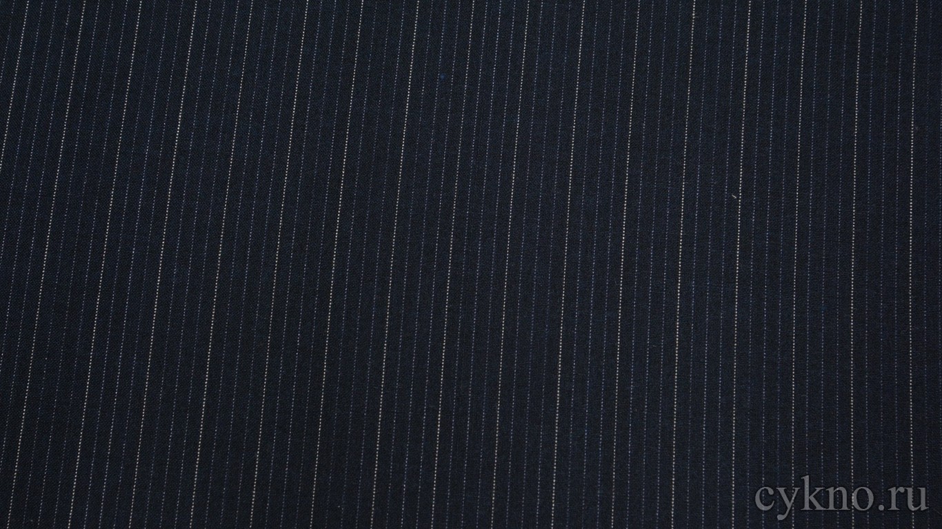 Шерсть Костюмная темно-синяя в мелкую полоску